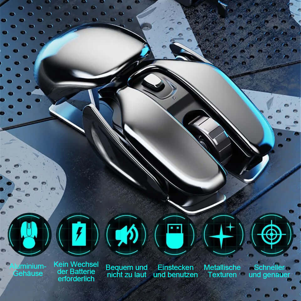 Kabellose ergonomische Maus aus Metall