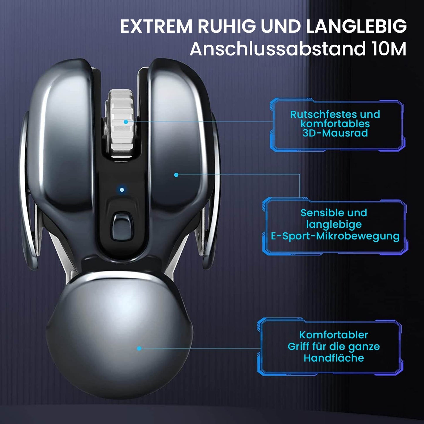 Kabellose ergonomische Maus aus Metall