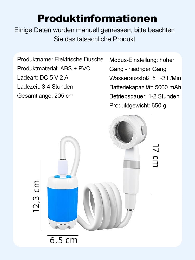 🚿Tragbare Campingdusche Mit Einstellbarem Durchfluss ✨Für Einfaches Und Bequemes Reinigen Im Freien!