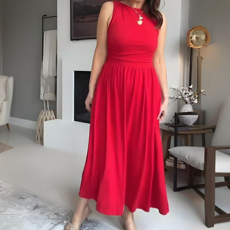 Elegantes Maxikleid mit Rundhalsausschnitt für Damen👗