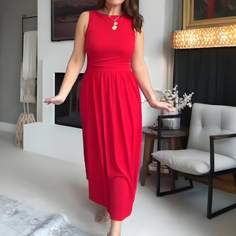Elegantes Maxikleid mit Rundhalsausschnitt für Damen👗