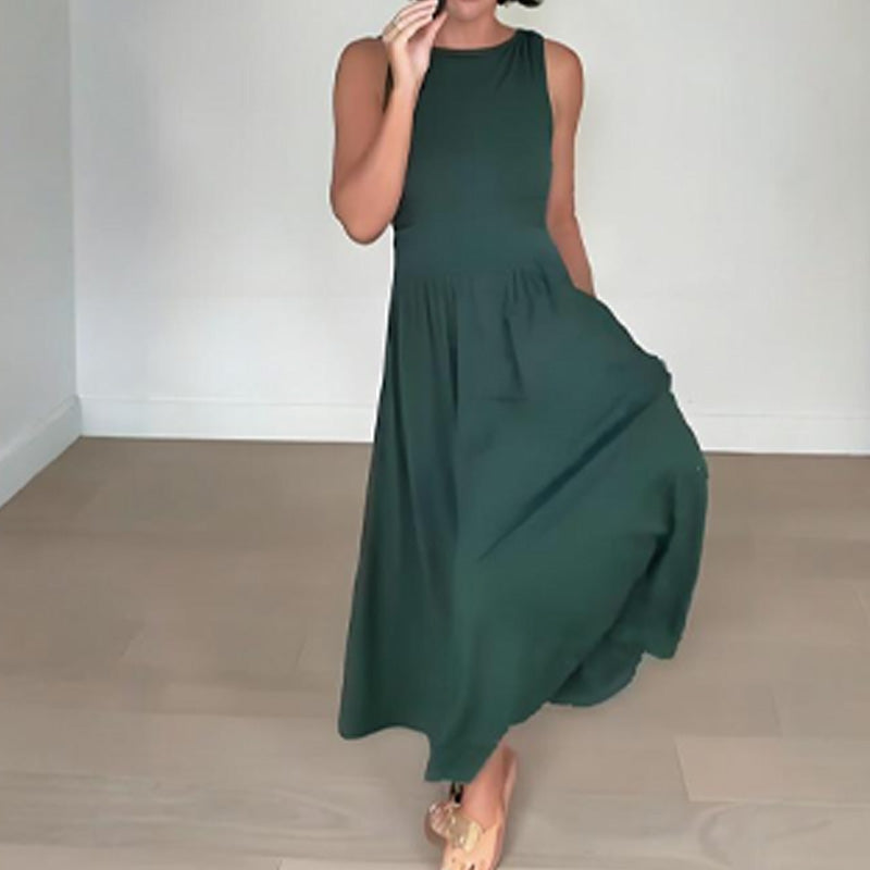 Elegantes Maxikleid mit Rundhalsausschnitt für Damen👗