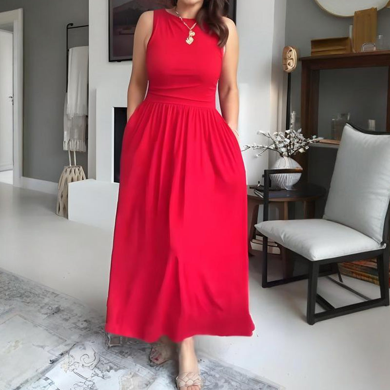Elegantes Maxikleid mit Rundhalsausschnitt für Damen👗