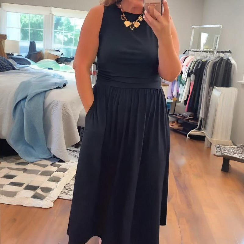Elegantes Maxikleid mit Rundhalsausschnitt für Damen👗