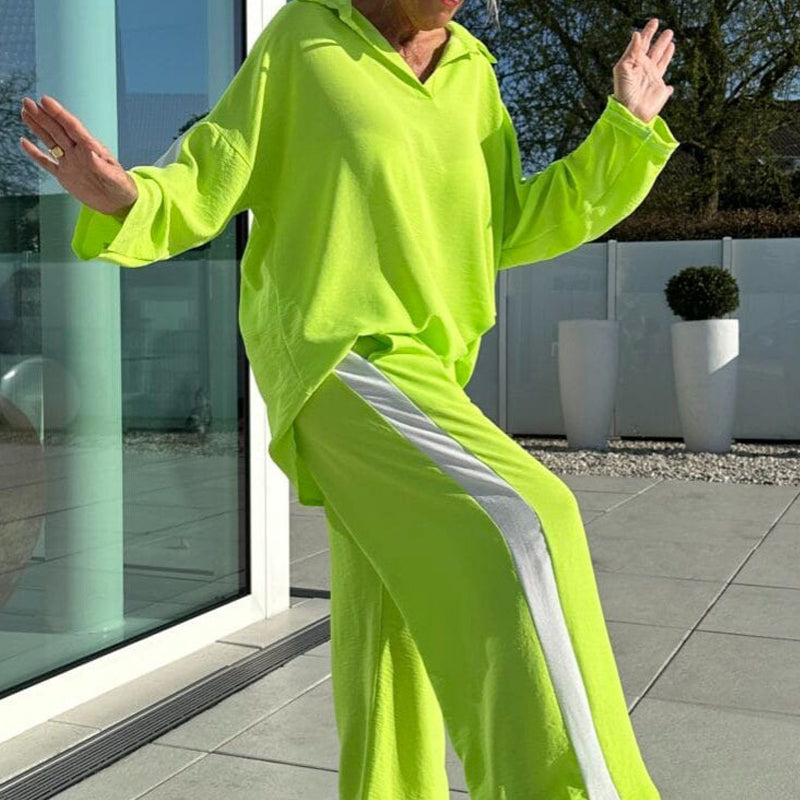 🌸Neu eingetroffen - 49% Rabatt💖 Lässiges Oberteil- und Hosen-Set im Farbblockdesign