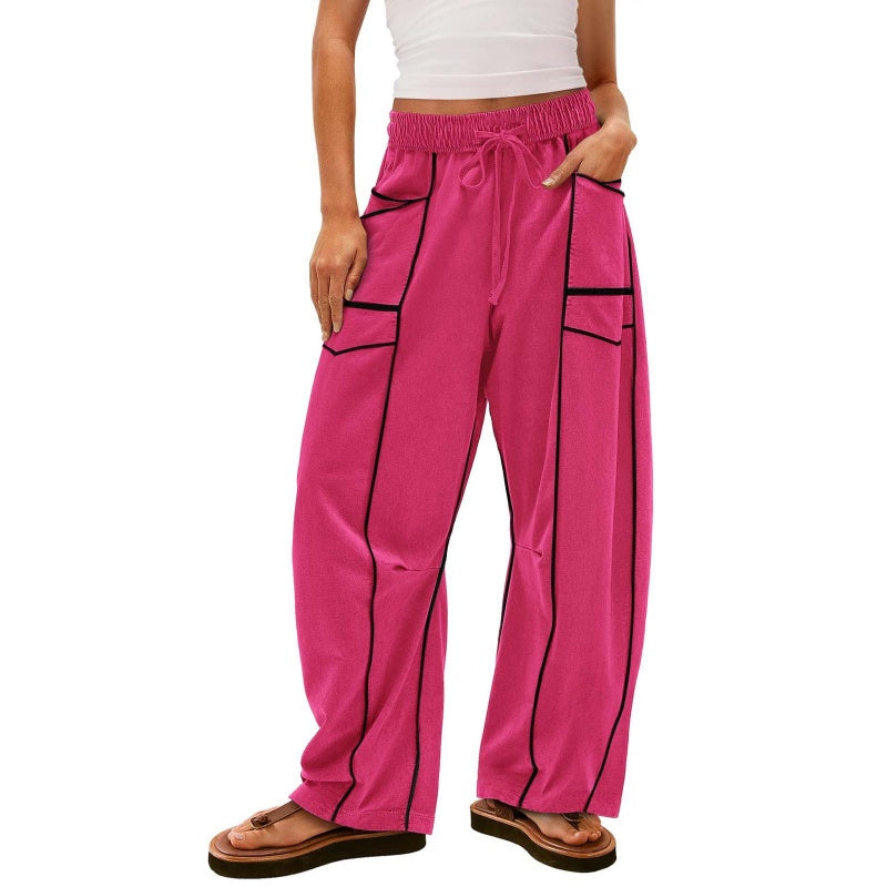 🌞Sommerangebot 49% RABATT🔥 Lässige, lockere Hose mit weitem Bein und Kordelzug für Damen