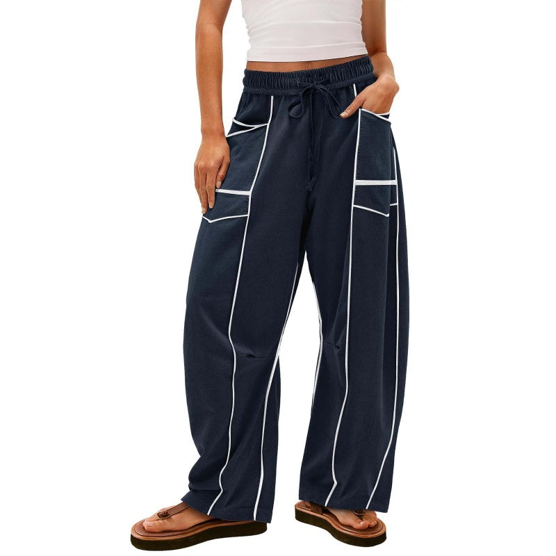 🌞Sommerangebot 49% RABATT🔥 Lässige, lockere Hose mit weitem Bein und Kordelzug für Damen