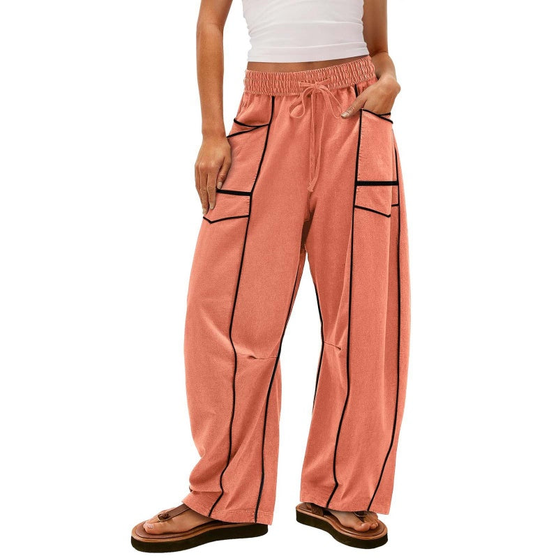 🌞Sommerangebot 49% RABATT🔥 Lässige, lockere Hose mit weitem Bein und Kordelzug für Damen