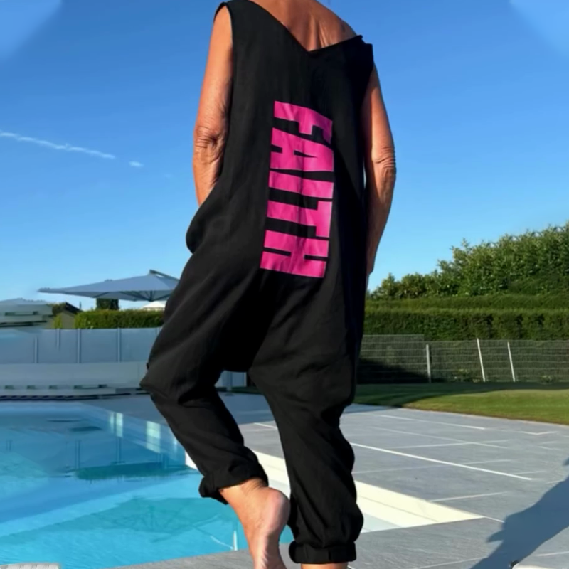 Lockerer ärmelloser Jumpsuit mit V-Ausschnitt für Damen im Sommer