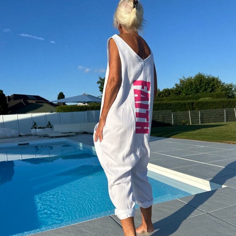 Lockerer ärmelloser Jumpsuit mit V-Ausschnitt für Damen im Sommer