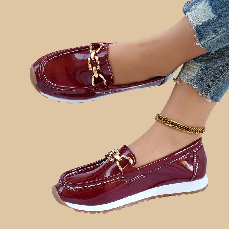 Elegante Loafer für Damen in Uni-Farben mit dicker Sohle