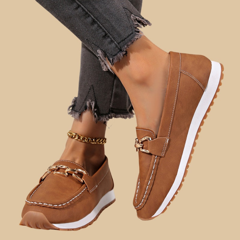 Elegante Loafer für Damen in Uni-Farben mit dicker Sohle