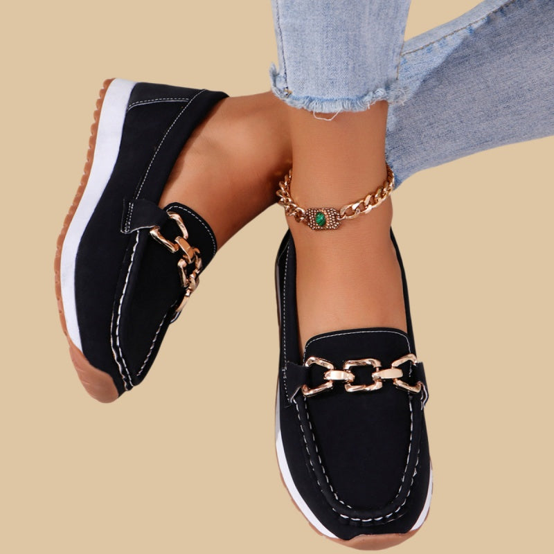 Elegante Loafer für Damen in Uni-Farben mit dicker Sohle