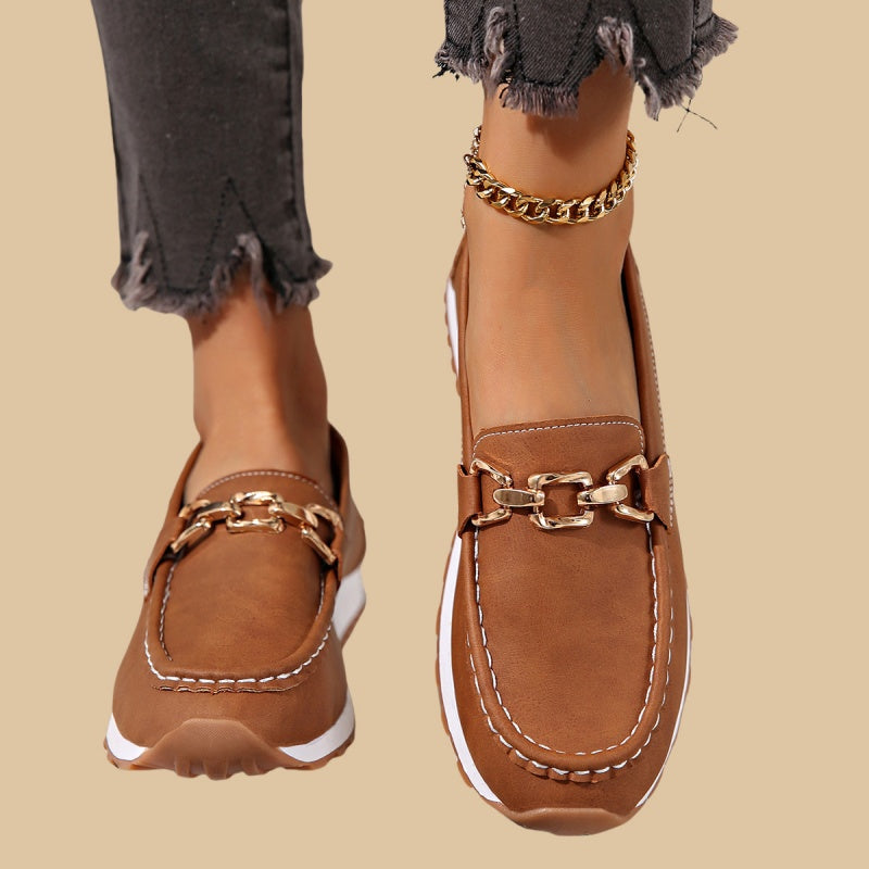 Elegante Loafer für Damen in Uni-Farben mit dicker Sohle