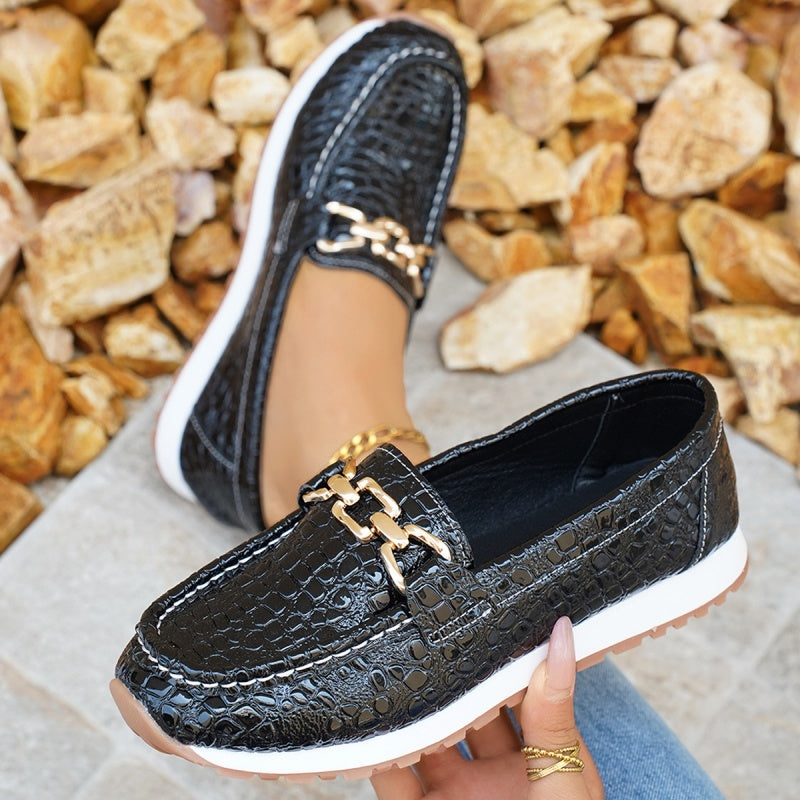 Elegante Loafer für Damen in Uni-Farben mit dicker Sohle