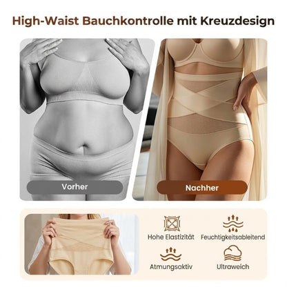 🌸Letzter Tag – 1 kaufen, 2 Packungen gratis!✨ Plus-Size High-Waist Cross Tummy Control Slips