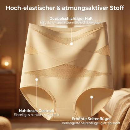 🌸Letzter Tag – 1 kaufen, 2 Packungen gratis!✨ Plus-Size High-Waist Cross Tummy Control Slips