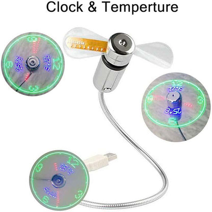 🔥2026 Heiße Produkte 🔥USB-Ventilator mit LED-Uhrbeleuchtung