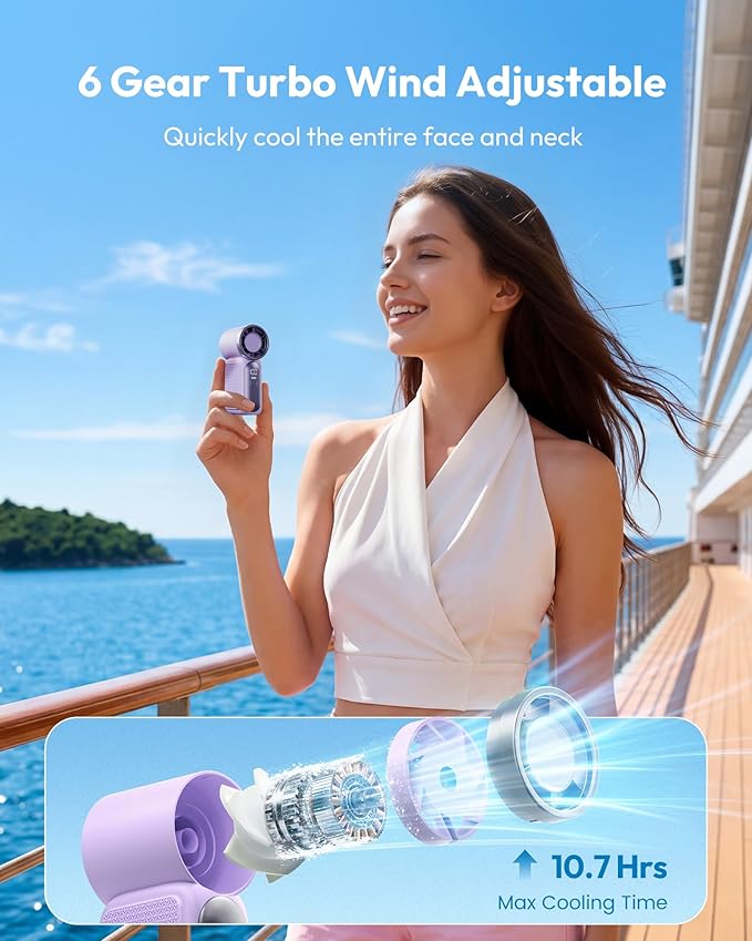 🌀Diesen Sommer für nur 13,98 €!!!💨Mini-Ventilator mit LED-Anzeige –👍Turbo-Ventilator mit 5 Stufen im Taschenformat.✨Über USB aufladbar, schnelle Abkühlung für unterwegs und beim Schminken. Das perfekte Geschenk. Tragbare Abkühlung