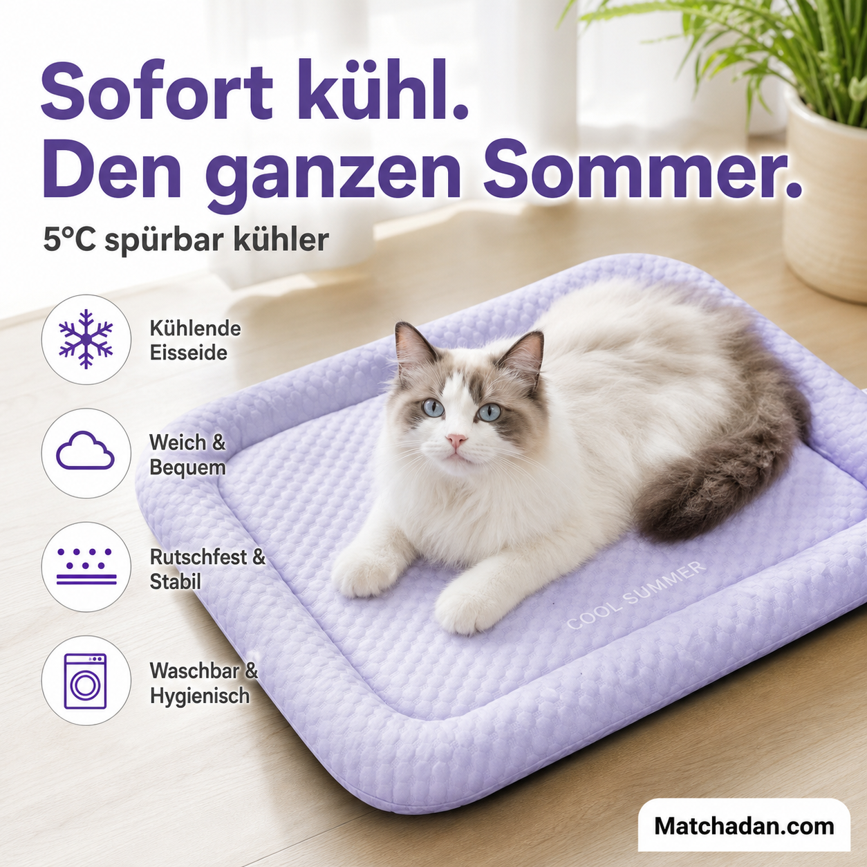 Kühlmatte für Hunde und Katzen – „Ice Silk“ Sommer-Kühlbettdecke in Farbverläufen, atmungsaktives, weiches Schlafkissen für Innenböden, Sofas und Autofahrten, waschbar, in verschiedenen Größen erhältlich