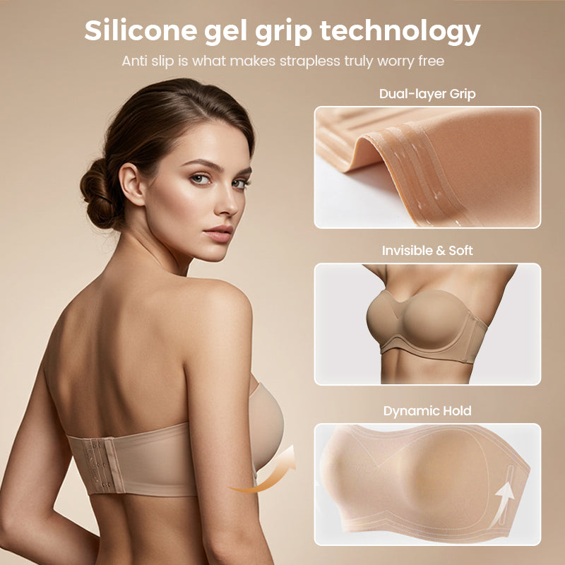 💞Damen-BHs ohne Träger, Push-up-BHs, Bandeau-BHs, rutschfeste, bügellose, stützende, gepolsterte BHs, nahtlose, bequeme Tube-BHs und Jelly-BHs
