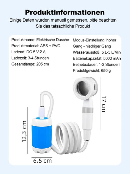 🚿Tragbare Campingdusche Mit Einstellbarem Durchfluss ✨Für Einfaches Und Bequemes Reinigen Im Freien!