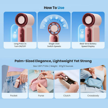 🌀Diesen Sommer für nur 13,98 €!!!💨Mini-Ventilator mit LED-Anzeige –👍Turbo-Ventilator mit 5 Stufen im Taschenformat.✨Über USB aufladbar, schnelle Abkühlung für unterwegs und beim Schminken. Das perfekte Geschenk. Tragbare Abkühlung