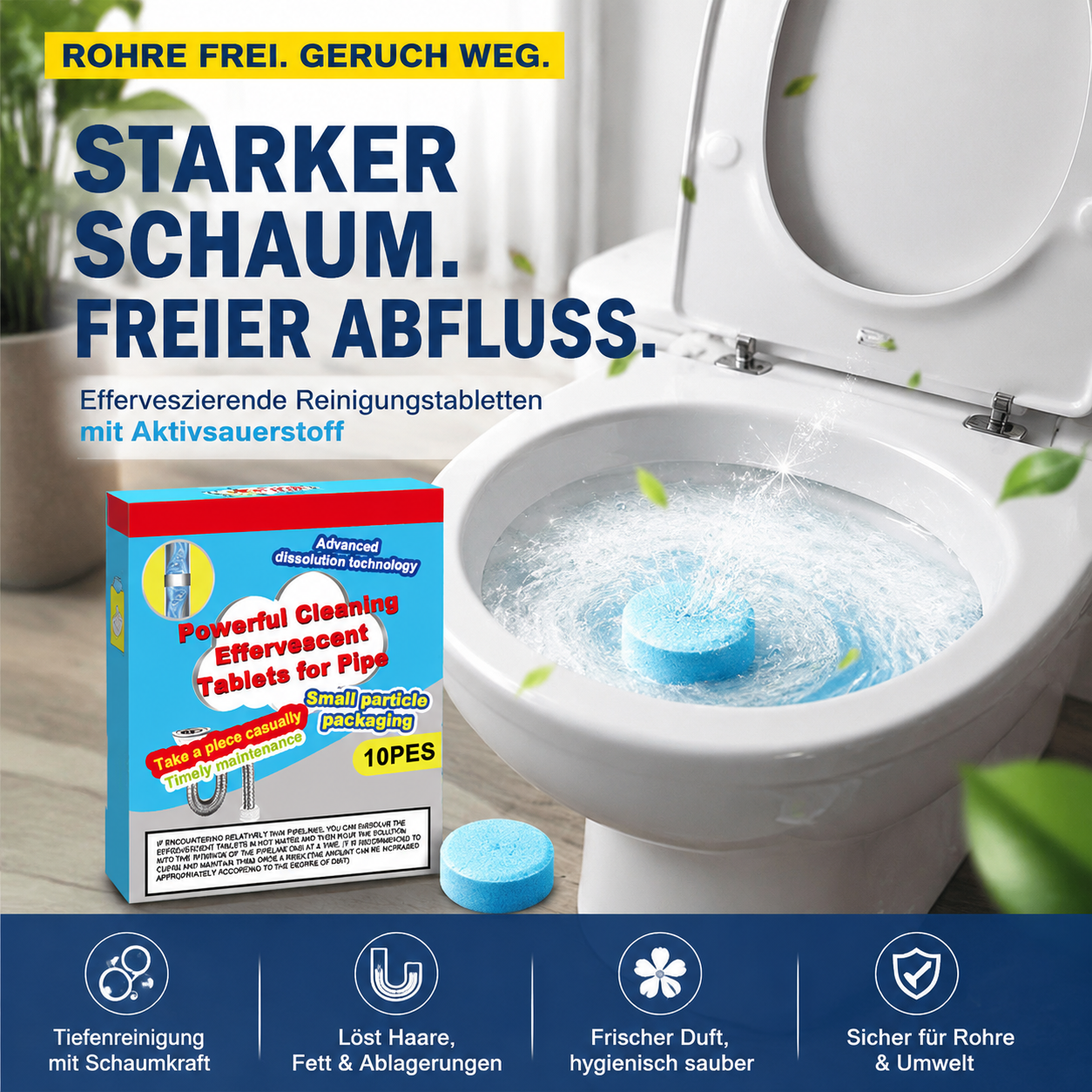🔥🎁 1+1 GRATIS!!🥳 💞 50K+ VERKAUFT! ⚡💧 Leistungsstarke Brausetabletten zur Rohrreinigung