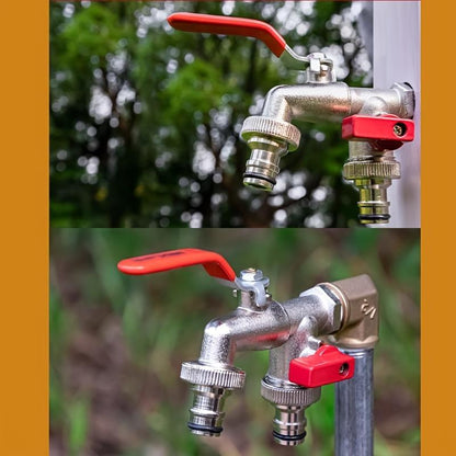 🔥 BLITZANGEBOT: 40% RABATT! ⚙️ Universeller Gartenwasserhahn aus Edelstahl mit zwei Ausläufen – separate Ventile, besonders robust und einfach zu installieren 🚰