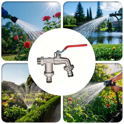 🔥 BLITZANGEBOT: 40% RABATT! ⚙️ Universeller Gartenwasserhahn aus Edelstahl mit zwei Ausläufen – separate Ventile, besonders robust und einfach zu installieren 🚰