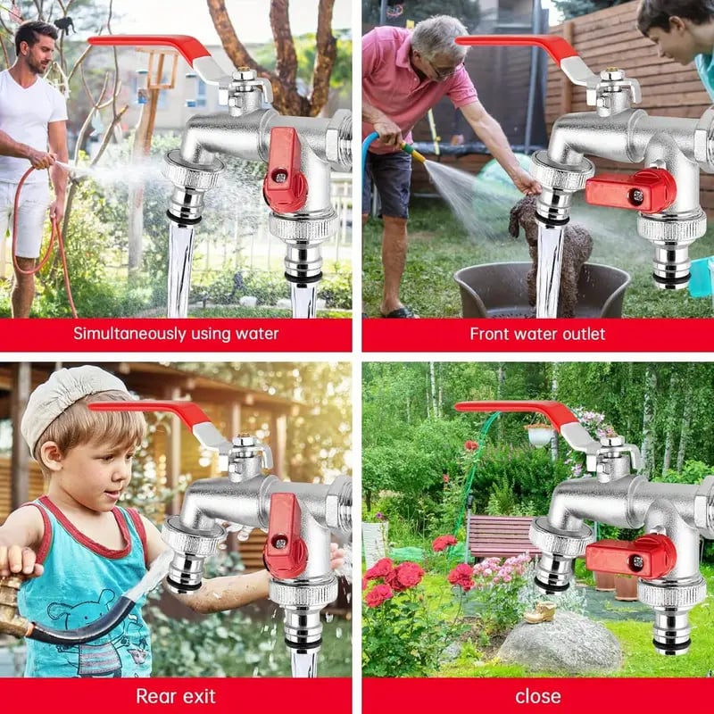 🔥 BLITZANGEBOT: 40% RABATT! ⚙️ Universeller Gartenwasserhahn aus Edelstahl mit zwei Ausläufen – separate Ventile, besonders robust und einfach zu installieren 🚰