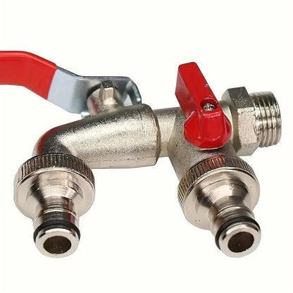 🔥 BLITZANGEBOT: 40% RABATT! ⚙️ Universeller Gartenwasserhahn aus Edelstahl mit zwei Ausläufen – separate Ventile, besonders robust und einfach zu installieren 🚰