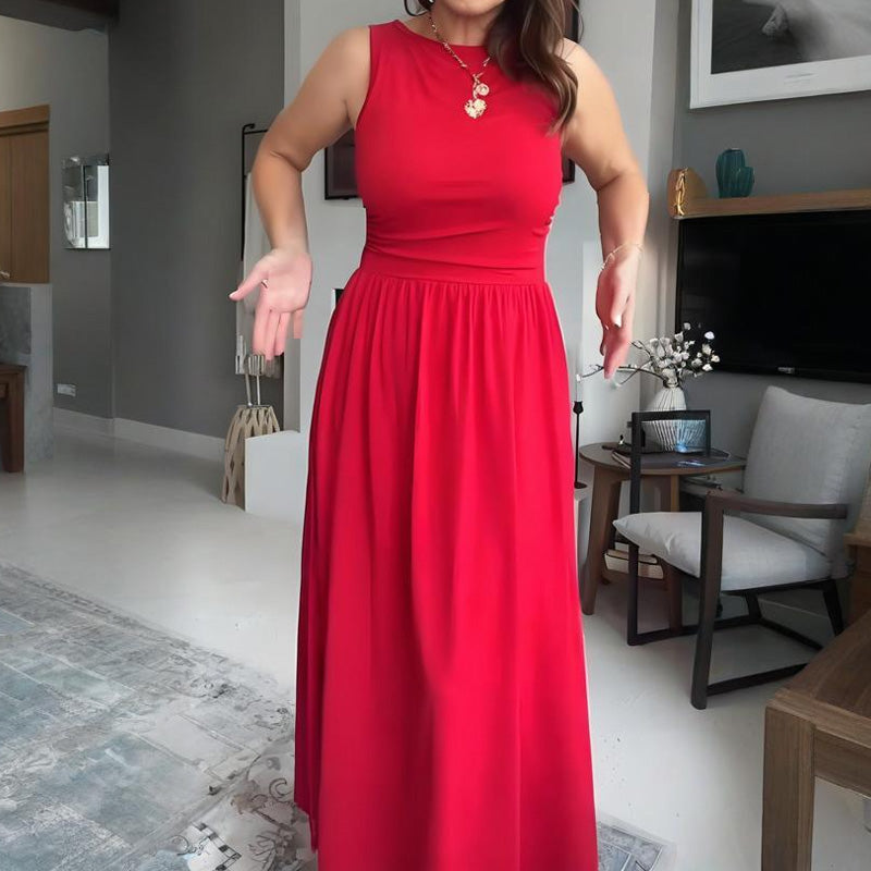 Elegantes Maxikleid mit Rundhalsausschnitt für Damen👗