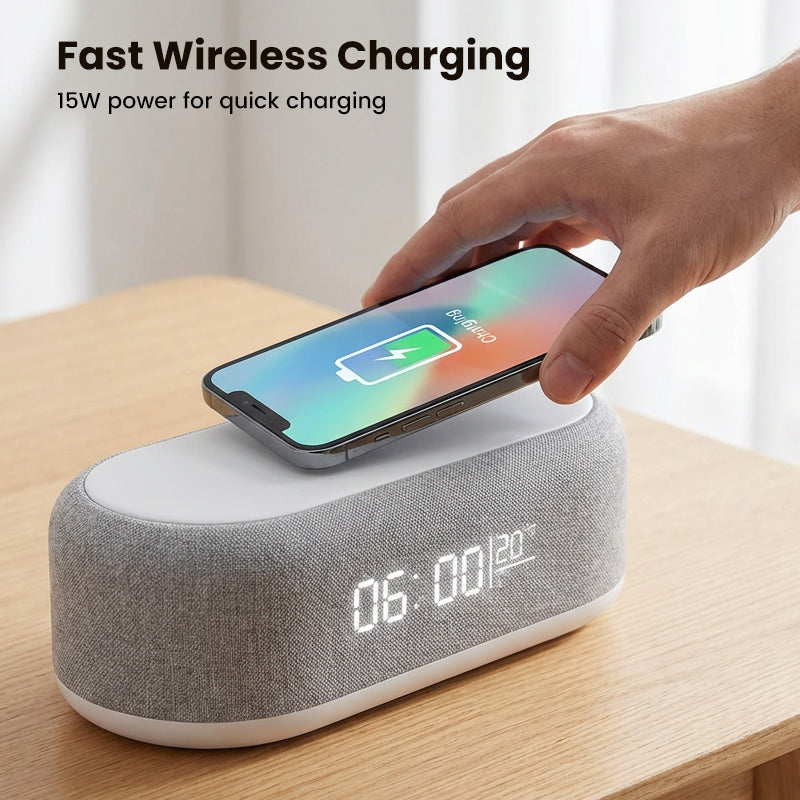 ⏰ NUR KURZE ZEIT: -50% 💥 6-in-1 Wireless Charger 25W 🔋 mit Uhr, Licht & Lautsprecher – Ordnung & Komfort in einem Gerät ✨