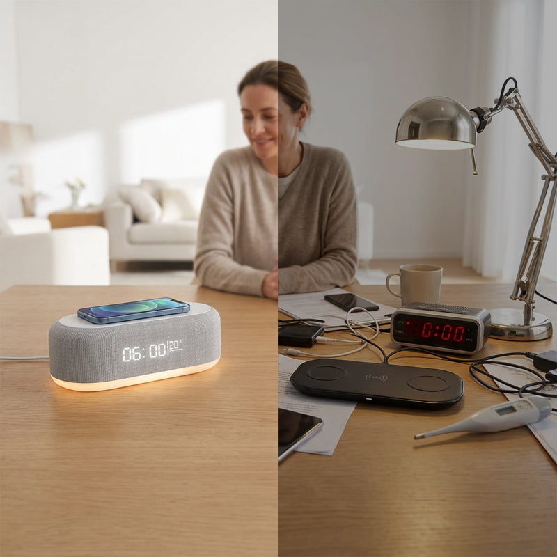 ⏰ NUR KURZE ZEIT: -50% 💥 6-in-1 Wireless Charger 25W 🔋 mit Uhr, Licht & Lautsprecher – Ordnung & Komfort in einem Gerät ✨
