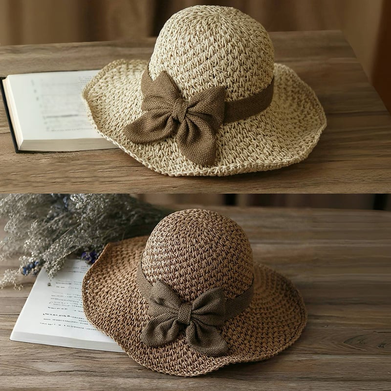 🎀👒 Eleganter Strohhut mit Retro-Schleife – faltbar, luftig & stilvoll ✨