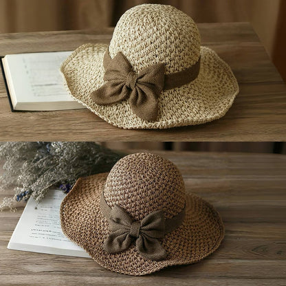 🎀👒 Eleganter Strohhut mit Retro-Schleife – faltbar, luftig & stilvoll ✨