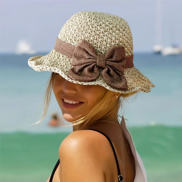 🎀👒 Eleganter Strohhut mit Retro-Schleife – faltbar, luftig & stilvoll ✨