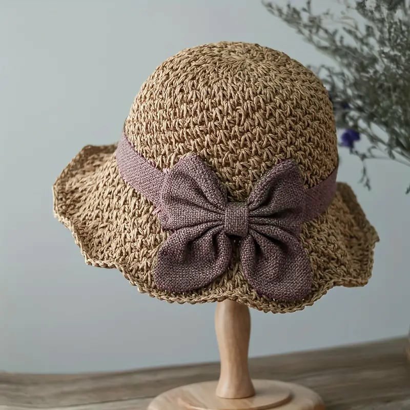🎀👒 Eleganter Strohhut mit Retro-Schleife – faltbar, luftig & stilvoll ✨